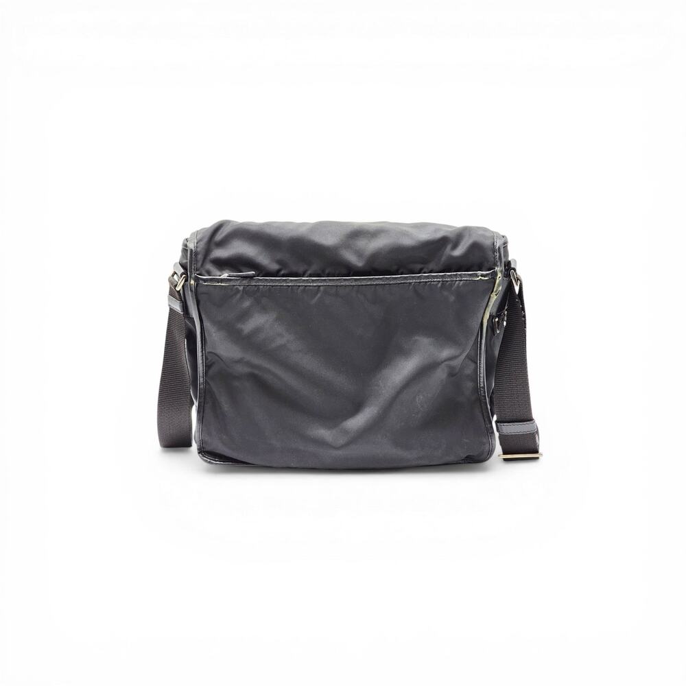 Prada Tessuto Nylon Double Clip Messenger Crossbody Computer Bag Black Unisex - Picture 2 of 11